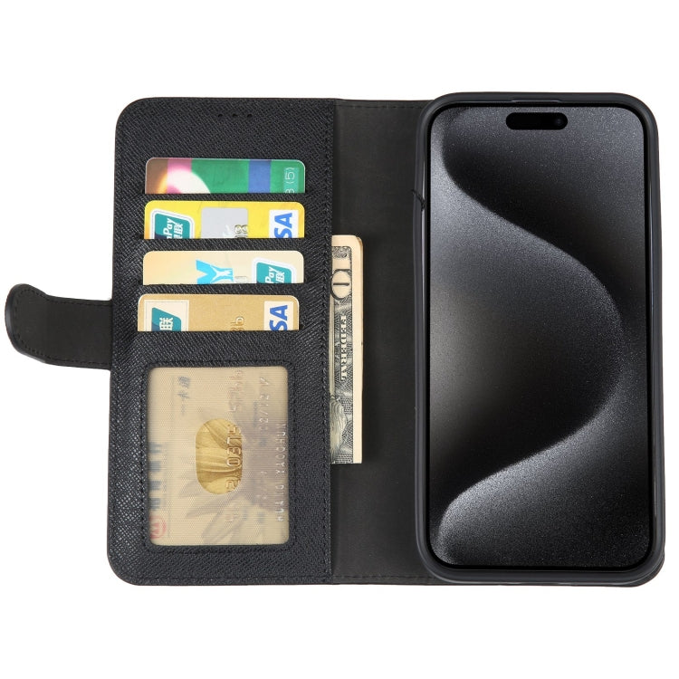For iPhone 15 Pro GEBEI Top-grain Horizontal Flip Leather Phone Case(Black) - iPhone 15 Pro Cases by GEBEI | Online Shopping UK | buy2fix