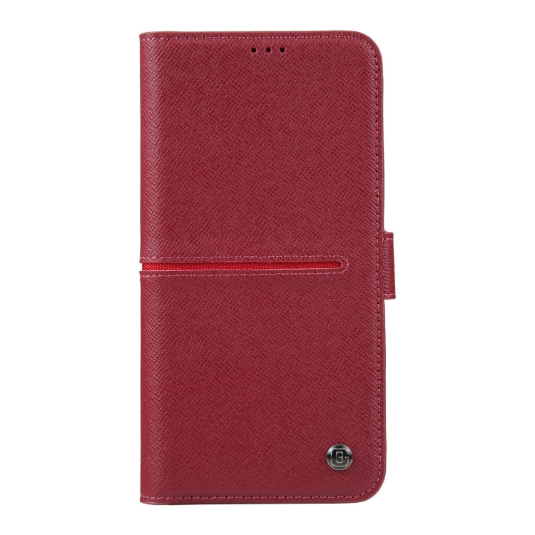 For iPhone 15 Pro GEBEI Top-grain Horizontal Flip Leather Phone Case(Wine Red) - iPhone 15 Pro Cases by GEBEI | Online Shopping UK | buy2fix