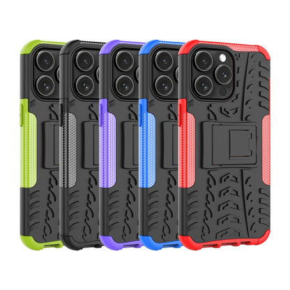 For  iPhone 15 Pro Max Tire Texture TPU + PC Phone Case with Holder(Red) - iPhone 15 Pro Max Cases by buy2fix | Online Shopping UK | buy2fix