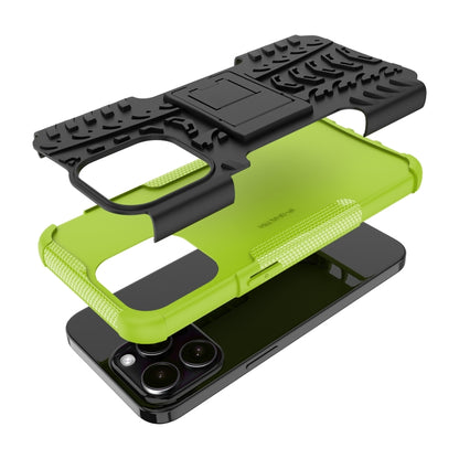 For  iPhone 15 Pro Max Tire Texture TPU + PC Phone Case with Holder(Green) - iPhone 15 Pro Max Cases by buy2fix | Online Shopping UK | buy2fix