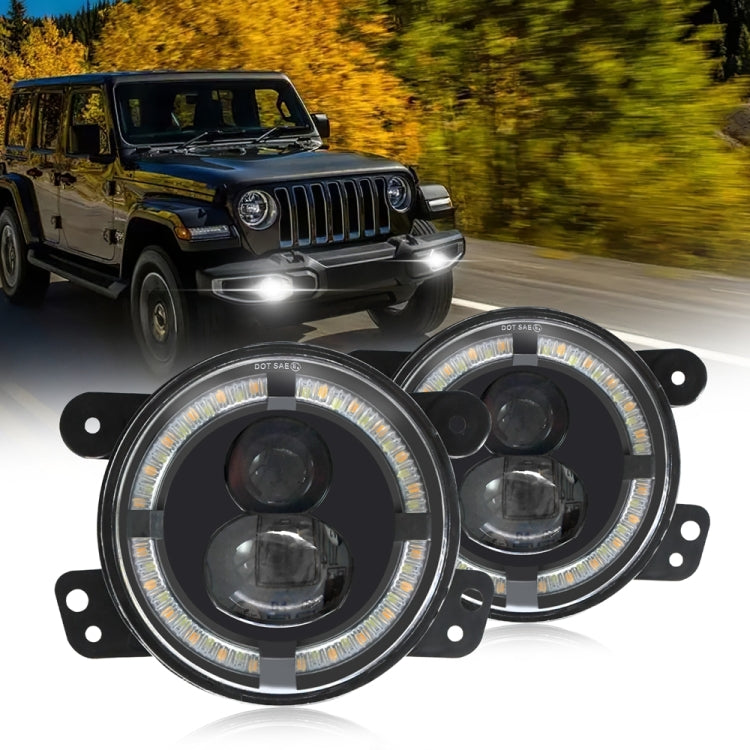 For Jeep Wrangler JK 2 Door 2007-2015 Y4 4 inch 1 Pair Light Guide Dual Lens Fog Light(Yellow White) - Fog / Driving Lights by buy2fix | Online Shopping UK | buy2fix