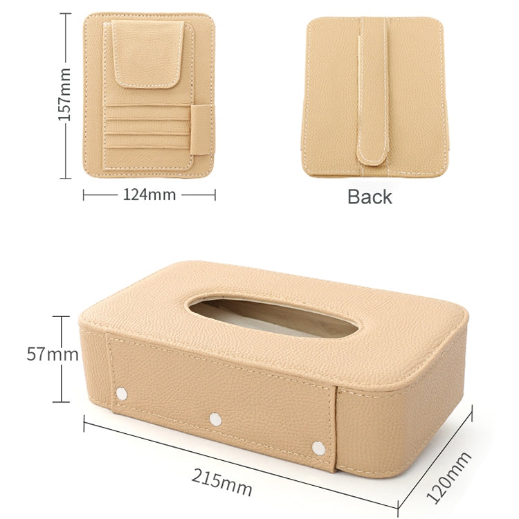 Car Litchi Texture Hanging Tissue Box Sun Visor Card Storage Clip(Beige) - Sunglasses & Glasses Clips by buy2fix | Online Shopping UK | buy2fix