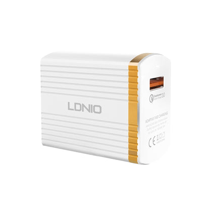 LDNIO A1302Q 2 in 1 18W QC3.0 USB Interface Grid Shape Travel Charger Mobile Phone Charger with 8 Pin Data Cable, UK Plug - Mobile Accessories by LDNIO | Online Shopping UK | buy2fix