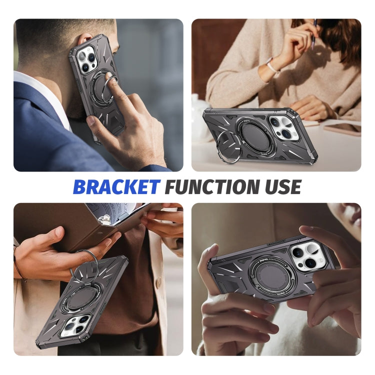 For iPhone 14 Pro Max MagSafe Magnetic Shockproof Phone Case with Ring Holder(Dark Grey) - iPhone 14 Pro Max Cases by buy2fix | Online Shopping UK | buy2fix