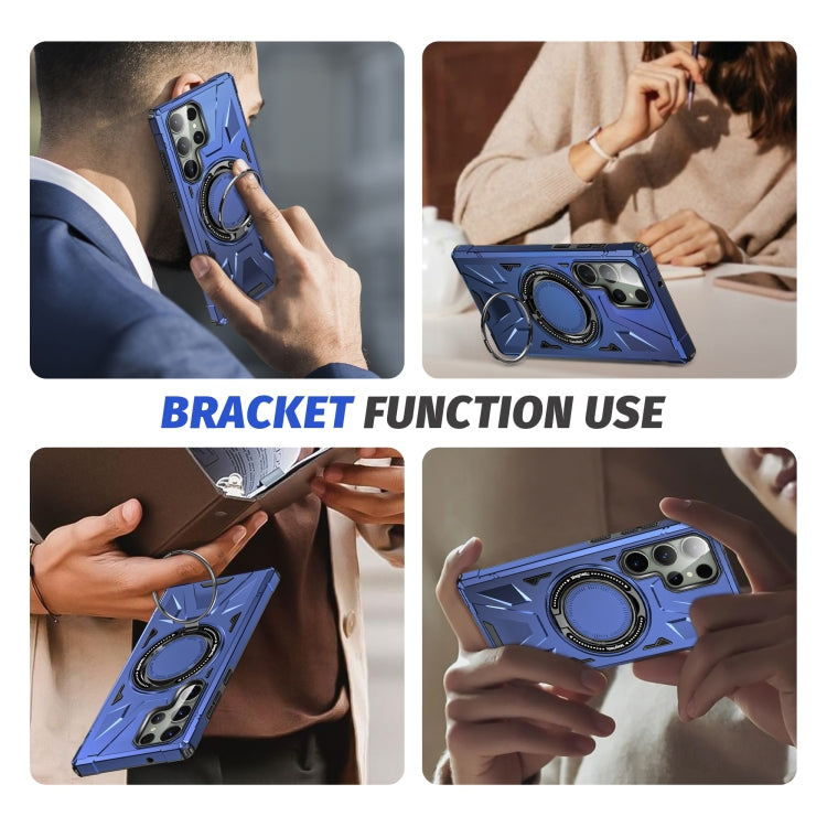 For Samsung Galaxy S23 Ultra 5G MagSafe Magnetic Shockproof Phone Case with Ring Holder(Navy Blue) - Galaxy S23 Ultra 5G Cases by buy2fix | Online Shopping UK | buy2fix