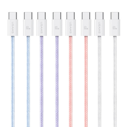 USAMS US-SJ656 U86 PD60W USB-C/Type-C to USB-C/Type-C Rainbow Braided Fast Charging Data Cable, Length: 1.2m(Blue) - USB-C & Type-C Cable by USAMS | Online Shopping UK | buy2fix