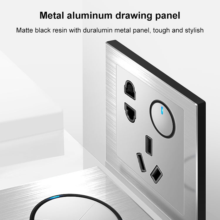 86mm Gray Aluminum Wire Drawing LED Switch Panel, Style:Dual Computer Socket - Consumer Electronics by buy2fix | Online Shopping UK | buy2fix
