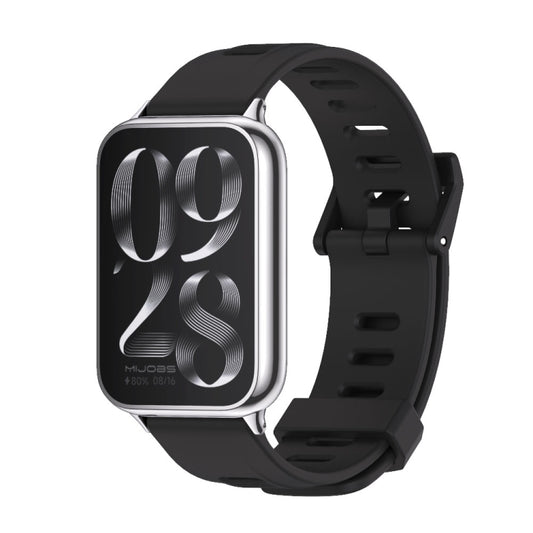 For Xiaomi Smart Band 9 Pro / 8 Pro Mijobs Flat Hole Breathable Silicone Watch Band(Black+Silver) - Watch Bands by MIJOBS | Online Shopping UK | buy2fix