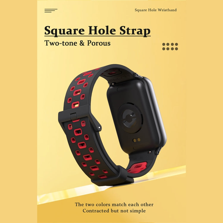 For Xiaomi Smart Band 9 Pro / 8 Pro Mijobs Square Hole Breathable Silicone Watch Band(Black Grey) - Watch Bands by MIJOBS | Online Shopping UK | buy2fix