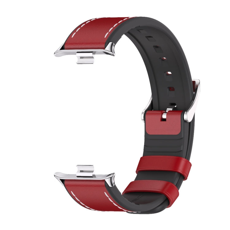 For Xiaomi Smart Band 9 Pro / 8 Pro Mijobs TPU Leather Watch Band(Red Silver) - Watch Bands by MIJOBS | Online Shopping UK | buy2fix