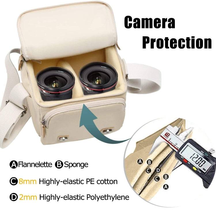 Cwatcun N1 Retro Multifunctional Canvas Waterproof Digital Camera Photography Bag, Size:18 x 12.5 x 21cm Beige - Strap Satchel by Cwatcun | Online Shopping UK | buy2fix