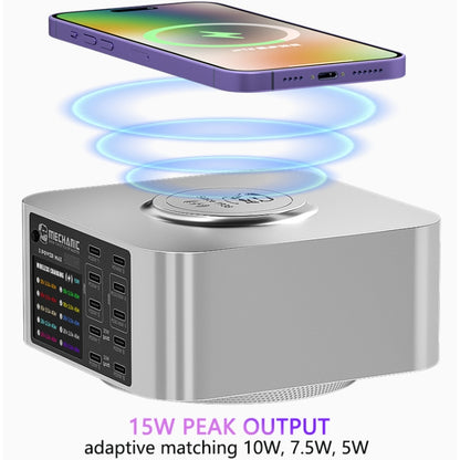 Mechanic X-Power Series Multiport Digital Display USB Charger Station with Wireless Charging, Total Power:150W(US Plug) - Dock Charger by MECHANIC | Online Shopping UK | buy2fix