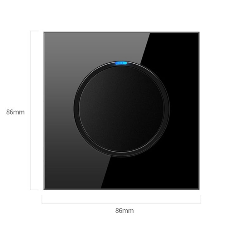 86mm Round LED Tempered Glass Switch Panel, Black Round Glass, Style:Dual Computer Socket - Consumer Electronics by buy2fix | Online Shopping UK | buy2fix