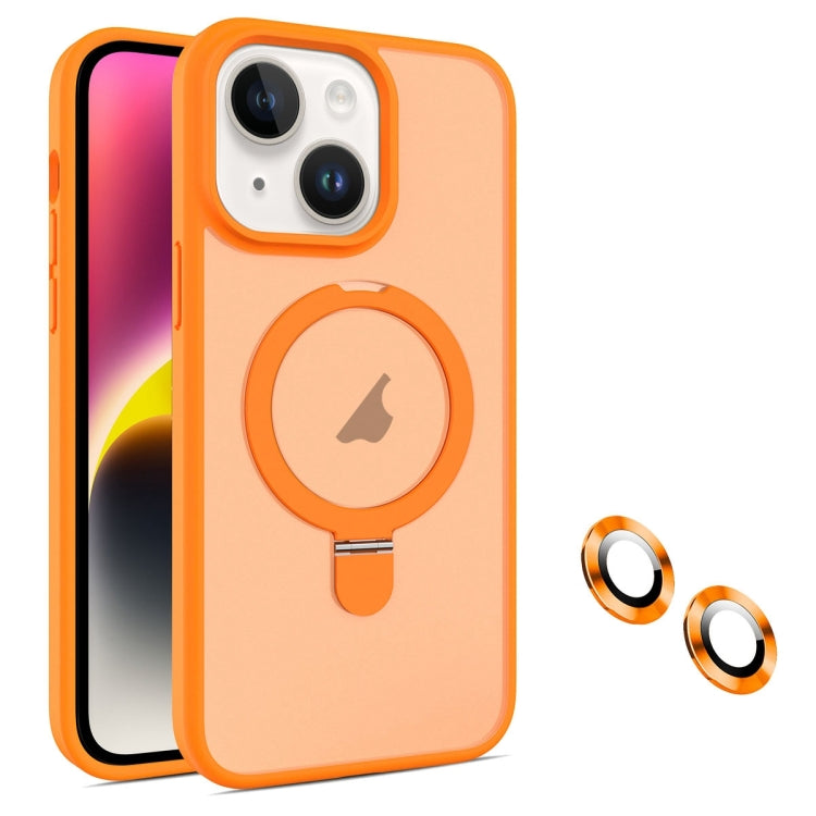 For iPhone 14 Plus MagSafe Magnetic Holder Phone Case(Orange) - iPhone 14 Plus Cases by buy2fix | Online Shopping UK | buy2fix