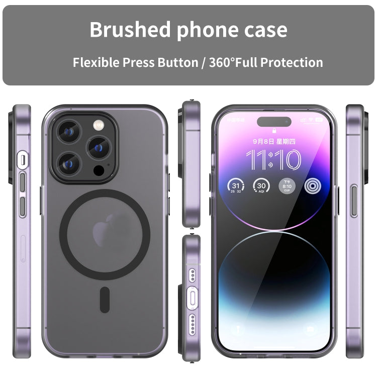 For iPhone 14 Pro MagSafe Frosted Translucent TPU + PC Full Coverage Phone Case(Black) - iPhone 14 Pro Cases by buy2fix | Online Shopping UK | buy2fix