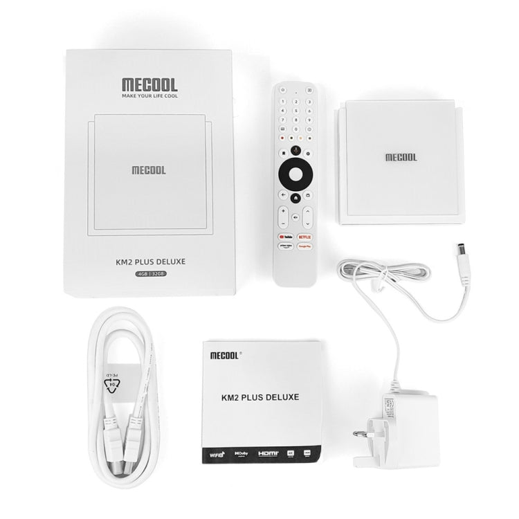 MECOOL KM2 Plus Android 11 Dual-band WiFi Smart Voice TV Box 4GB+32GB, US Plug(White) - Amlogic S905 by MECOOL | Online Shopping UK | buy2fix