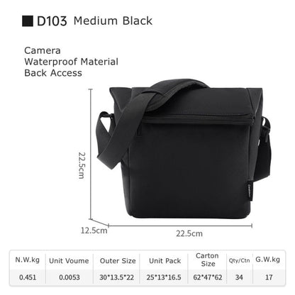 Cwatcun D103 Crossbody Camera Bag Photography Lens Shoulder Bag, Size:22.5 x 22.5 x 12.5cm(Black) - Strap Satchel by Cwatcun | Online Shopping UK | buy2fix