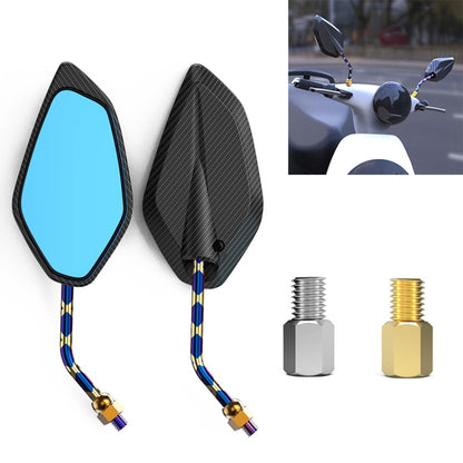 Motorcycle / Electromobile Modified Diamond-shaped Burnt Titanium Plating Rearview Mirror, Style:Carbon Fiber Type X Texture - Side Mirrors by buy2fix | Online Shopping UK | buy2fix