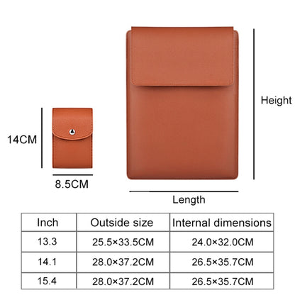 PU05 Sleeve Leather Case Carrying Bag with Small Storage Bag for 13.3 inch Laptop(Yellow) - 13.3 inch by buy2fix | Online Shopping UK | buy2fix