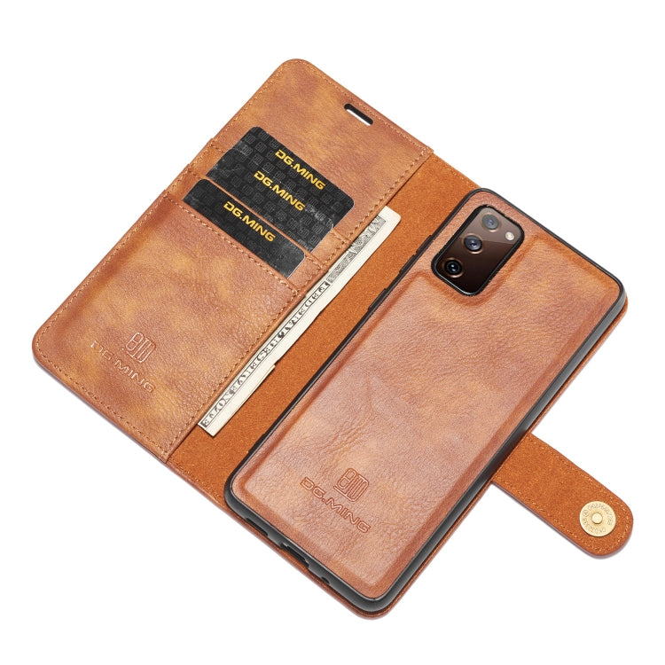 For Samsung Galaxy S20 FE DG.MING Crazy Horse Texture Flip Detachable Magnetic Leather Case with Holder & Card Slots & Wallet(Brown) - Galaxy S20 FE Cases by DG.MING | Online Shopping UK | buy2fix