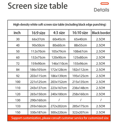 Simple Folding High Density Polyester Projector Film Curtain, Size:60 inch (16:9) Projection Area: 132x75cm - Consumer Electronics by buy2fix | Online Shopping UK | buy2fix