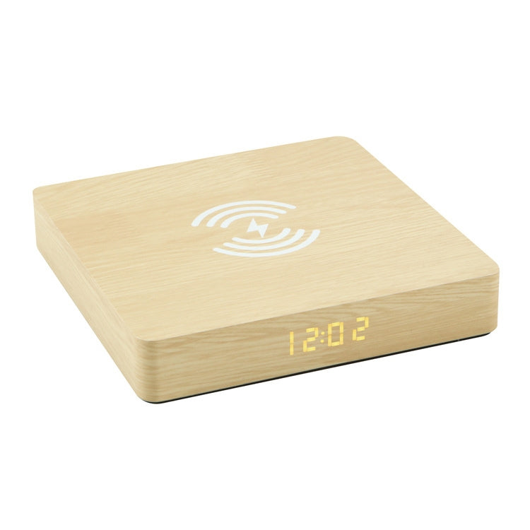 W50 Wooden Clock Wireless Charger (Yellow Wood) - Apple Accessories by buy2fix | Online Shopping UK | buy2fix