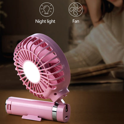 S2 Portable Foldable Handheld Electric Fan, with 3 Speed Control & Night Light (Pink) - Consumer Electronics by buy2fix | Online Shopping UK | buy2fix