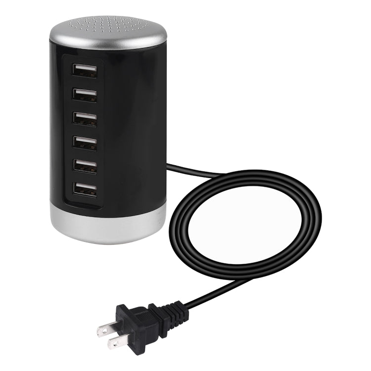 XLD4 30W 6-USB Ports Charger Station Power Adapter AC100-240V, US Plug(Black) - Multifunction Charger by buy2fix | Online Shopping UK | buy2fix