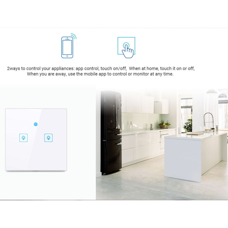 WS-EU-01 EWeLink APP & Touch Control 2A 1 Gang Tempered Glass Panel Smart Wall Switch, AC 90V-250V, EU Plug - Consumer Electronics by buy2fix | Online Shopping UK | buy2fix