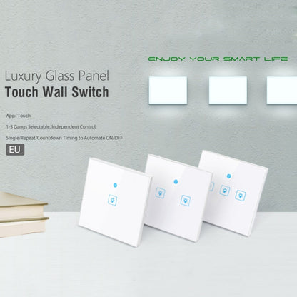 WS-EU-02 EWeLink APP & Touch Control 2A 2 Gangs Tempered Glass Panel Smart Wall Switch, AC 90V-250V, EU Plug - Consumer Electronics by buy2fix | Online Shopping UK | buy2fix