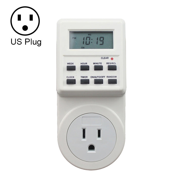 AC 120V Smart Home Plug-in LCD Display Clock Summer Time Function 12/24 Hours Changeable Timer Switch Socket, US Plug - Consumer Electronics by buy2fix | Online Shopping UK | buy2fix