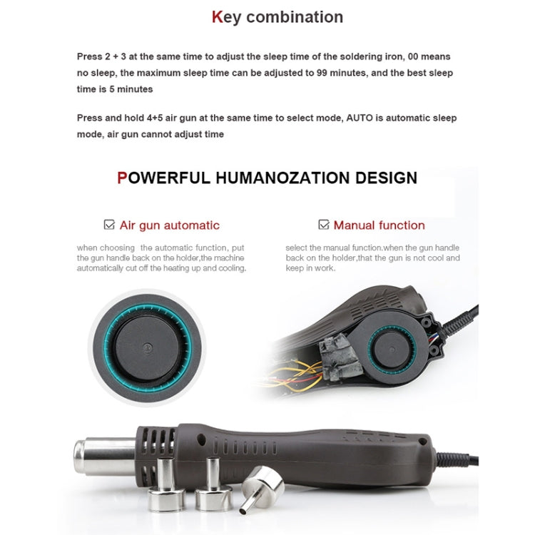 BAKU BA-942D 220V 700W 2 in 1 Digital Display Adjustable Temperature Hot Air Gun Set, EU Plug - Electric Soldering Iron by BAKU | Online Shopping UK | buy2fix