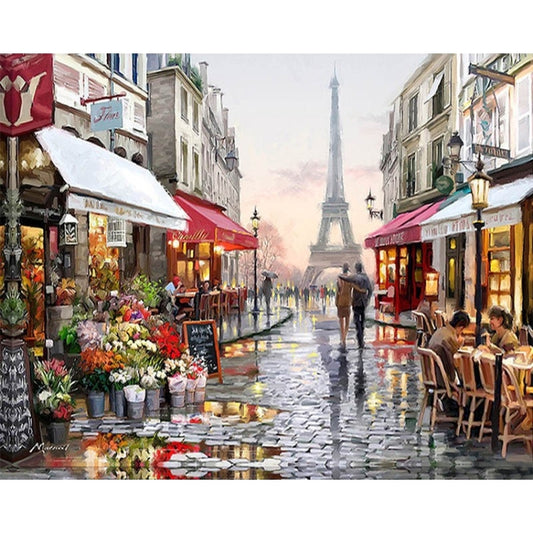 DIY Creative Paint By Numbers Oil Painting Paris Flower Street Art Painting without Framework, Size: 40*50 cm - Home & Garden by buy2fix | Online Shopping UK | buy2fix
