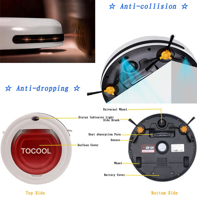 TOCOOL TC-350 Smart Vacuum Cleaner Household Sweeping Cleaning Robot with Remote Control(Red) - Robot Vacuum Cleaner by TOCOOL | Online Shopping UK | buy2fix