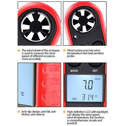 Wintact WT816 Digital Electronic Thermometer Anemometer - Tachometers & Anemometer by Wintact | Online Shopping UK | buy2fix