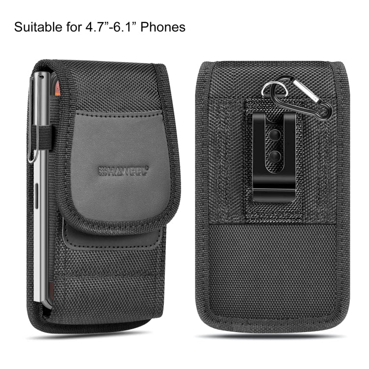 HAWEEL 4.7-6.1 inch Nylon Cloth Phone Belt Clip Carrying Pouch with Card Slot (Black) -  by HAWEEL | Online Shopping UK | buy2fix