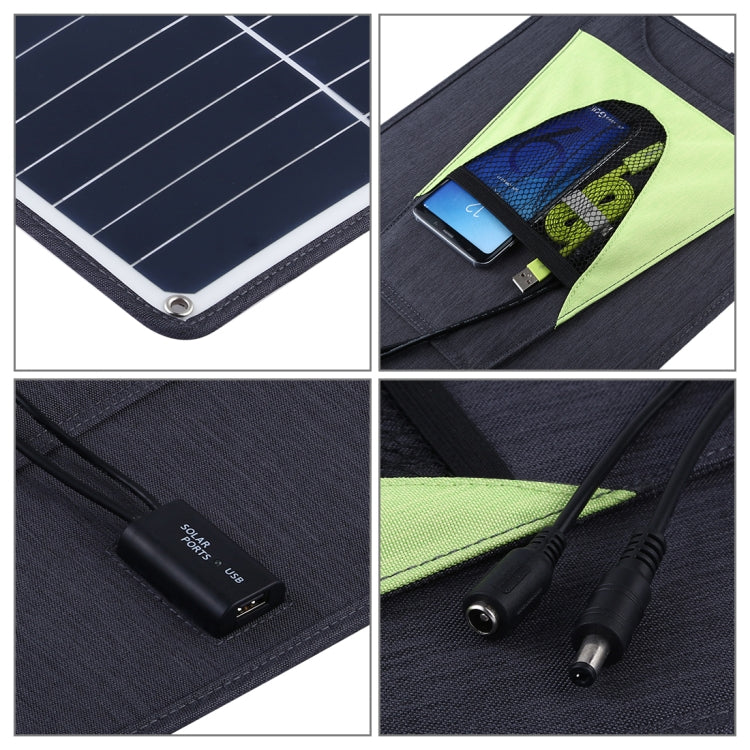 HAWEEL 2 PCS 20W Monocrystalline Silicon Solar Power Panel Charger, with USB Port & Holder & Tiger Clip, Support QC3.0 and AFC(Black) - Charger by HAWEEL | Online Shopping UK | buy2fix