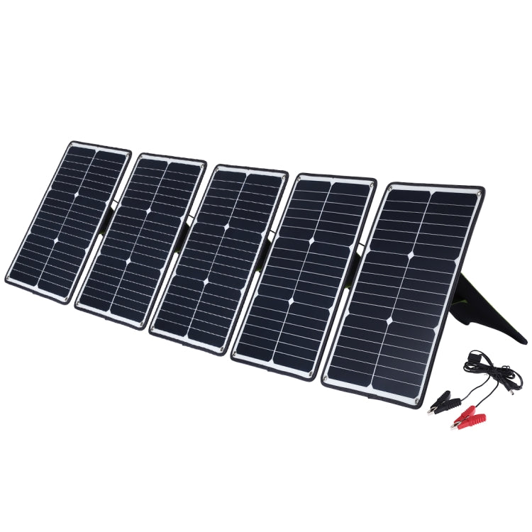 HAWEEL 5 PCS 20W Monocrystalline Silicon Solar Power Panel Charger, with USB Port & Holder & Tiger Clip, Support QC3.0 and AFC(Black) - Charger by HAWEEL | Online Shopping UK | buy2fix