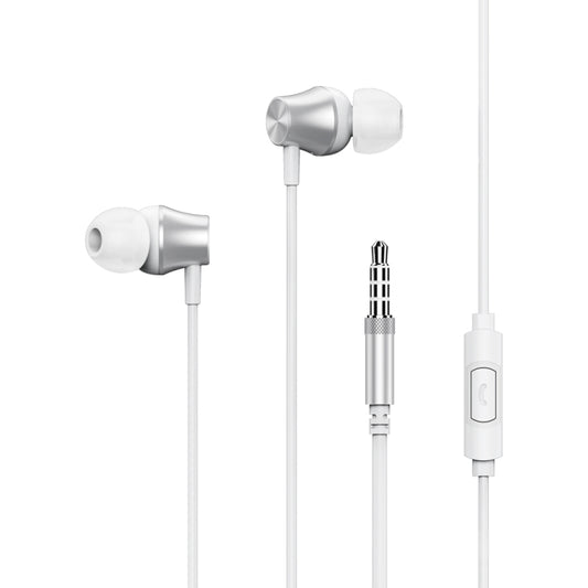 REMAX RM-202 In-Ear Stereo Metal Music Earphone with Wire Control + MIC, Support Hands-free(Silver) - Normal Style Earphone by REMAX | Online Shopping UK | buy2fix