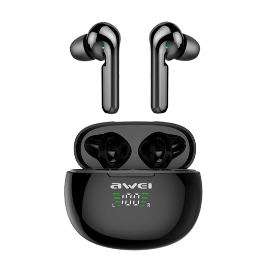 awei T15P Bluetooth V5.0 TWS Ture Wireless Sports LED Display Headset with Charging Case(Black) - TWS Earphone by awei | Online Shopping UK | buy2fix