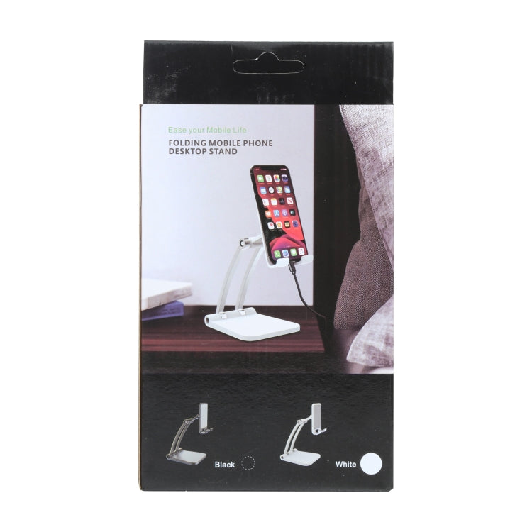 A18 Universal Aluminum Alloy Two-section Folding Mobile Phone Tablet Holder(White) - Desktop Holder by buy2fix | Online Shopping UK | buy2fix