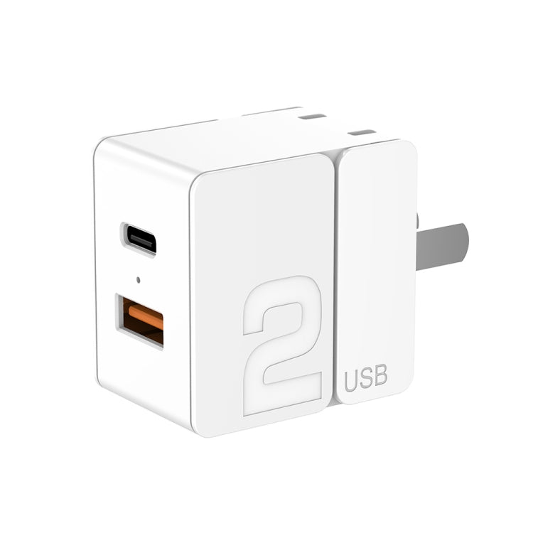 ROCK Sugar Mini Portable Dual-Port Quick Charger USB Wall Charger PD Travel Adapter, CN Plug(White) - Mobile Accessories by ROCK | Online Shopping UK | buy2fix