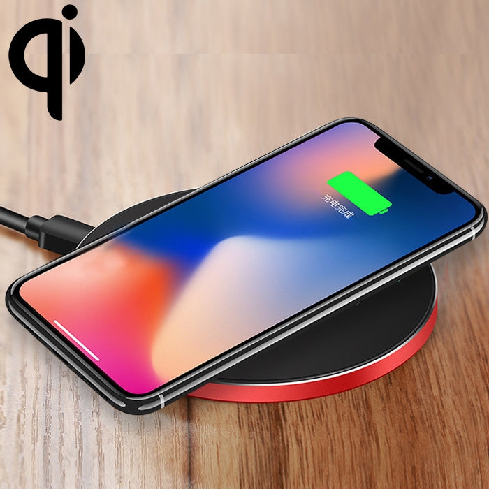 GY-68 Ultra-Thin Aluminum Alloy Wireless Fast Charging Qi Charger Pad(Black Red) - Wireless Charger by buy2fix | Online Shopping UK | buy2fix
