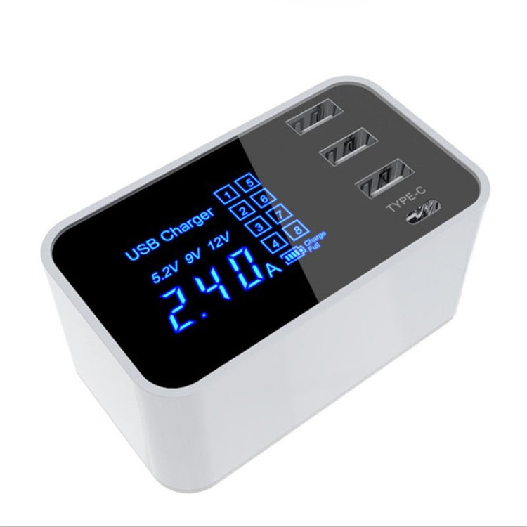 CDA30 20W 3 USB Ports + USB-C / Type-C Ports Multi-function Charger with LED Display, EU Plug - Multifunction Charger by buy2fix | Online Shopping UK | buy2fix