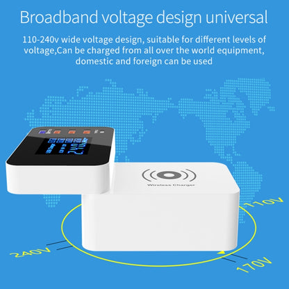 CDA33QW 40W QC 3.0 USB Ports + 3 USB Ports + USB-C / Type-C Ports + Wireless Charging Multi-function Foldable Charger with LED Display, AU Plug - Multifunction Charger by buy2fix | Online Shopping UK | buy2fix