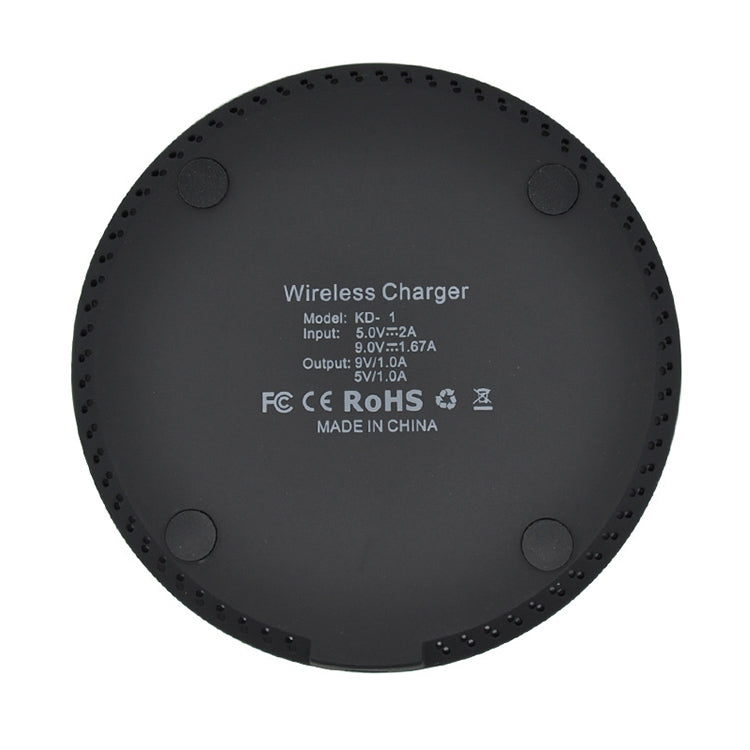 KD-1 Ultra-thin 10W Fast Charging Wireless Charger for Android Phones & iPhone(Black) - Apple Accessories by buy2fix | Online Shopping UK | buy2fix