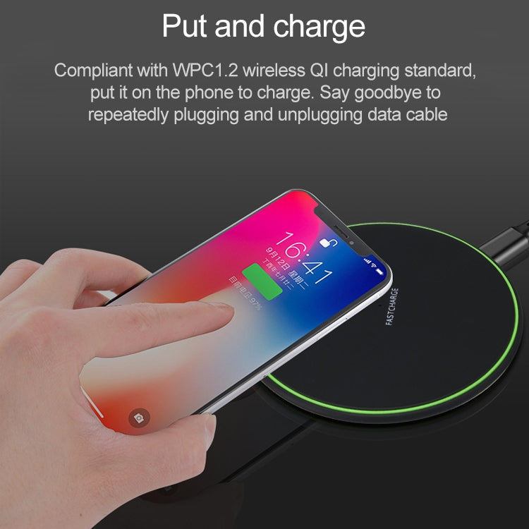 KD-1 Ultra-thin 10W Fast Charging Wireless Charger for Android Phones & iPhone(Black) - Apple Accessories by buy2fix | Online Shopping UK | buy2fix