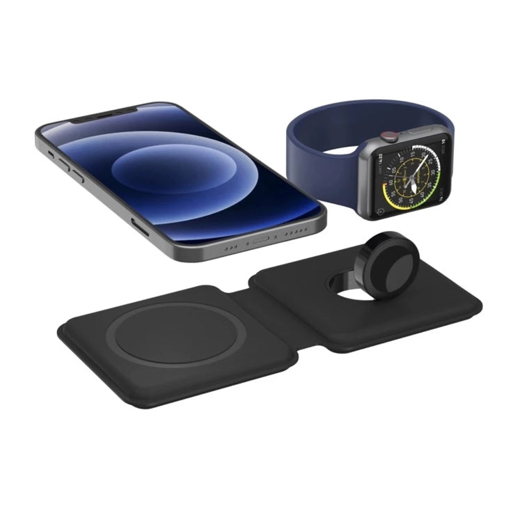 Q500 Foldable Magnetic Dual Wireless Charger for Phones / iWatch / AirPods(Black) - Apple Accessories by buy2fix | Online Shopping UK | buy2fix