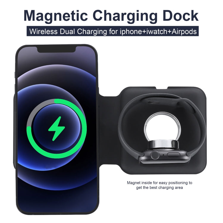 Q500 Foldable Magnetic Dual Wireless Charger for Phones / iWatch / AirPods(Black) - Apple Accessories by buy2fix | Online Shopping UK | buy2fix