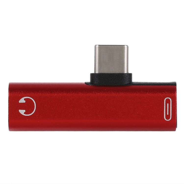2 in 1 USB-C / Type-C Male to USB-C / Type-C Female 3.5mm Jack Charging Listening Adapter(Red) - Mobile Accessories by buy2fix | Online Shopping UK | buy2fix